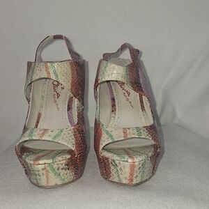 Alice+Olivia Multicolor Animal Print Womens Wedged Sandals Sz 8.5 Festive,Party